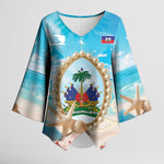 Personalized Haiti The Pearl Of Antilles Kimono Sleeve Blouse Summer Aesthetic Vibe