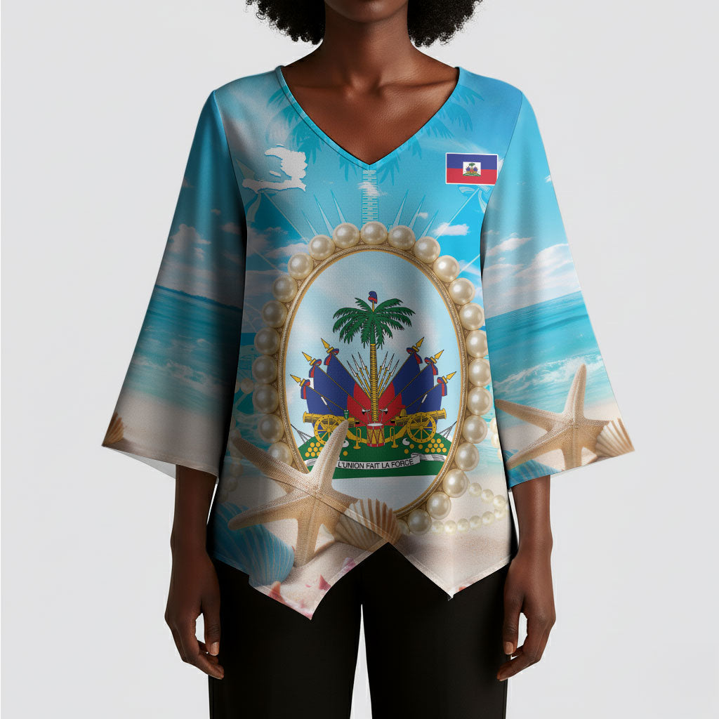 Personalized Haiti The Pearl Of Antilles Kimono Sleeve Blouse Summer Aesthetic Vibe