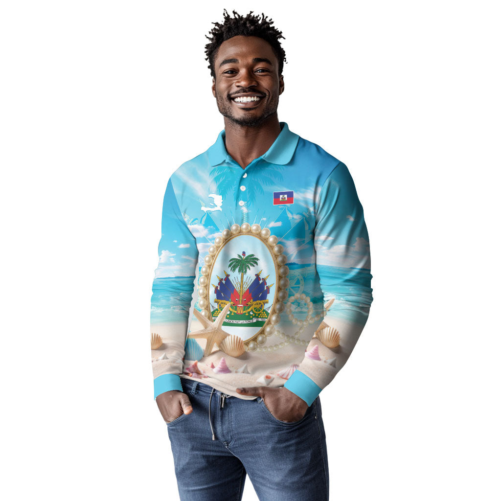 Personalized Haiti The Pearl Of Antilles Long Sleeve Polo Shirt Summer Aesthetic Vibe