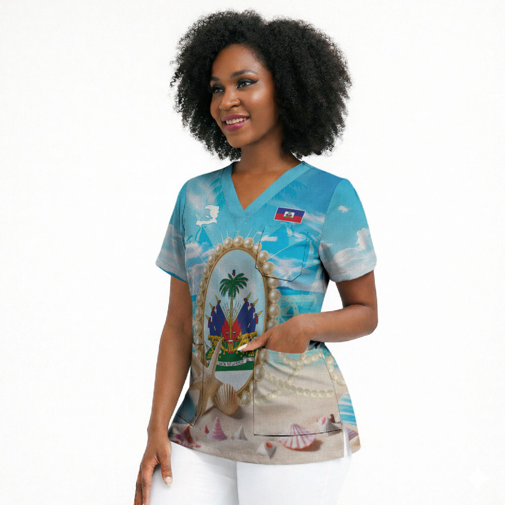 Personalized Haiti The Pearl Of Antilles Scrub Top Summer Aesthetic Vibe