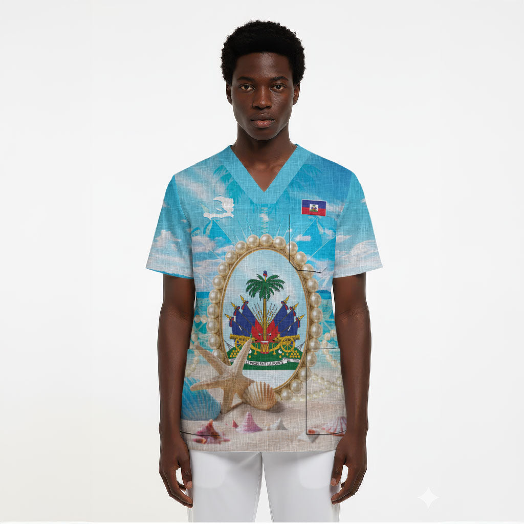 Personalized Haiti The Pearl Of Antilles Scrub Top Summer Aesthetic Vibe