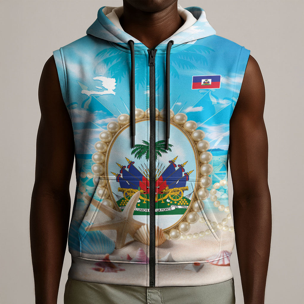 Personalized Haiti The Pearl Of Antilles Sleeveless Zip Hoodie Summer Aesthetic Vibe