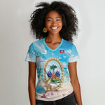 Personalized Haiti The Pearl Of Antilles Women V-Neck T-Shirt Summer Aesthetic Vibe
