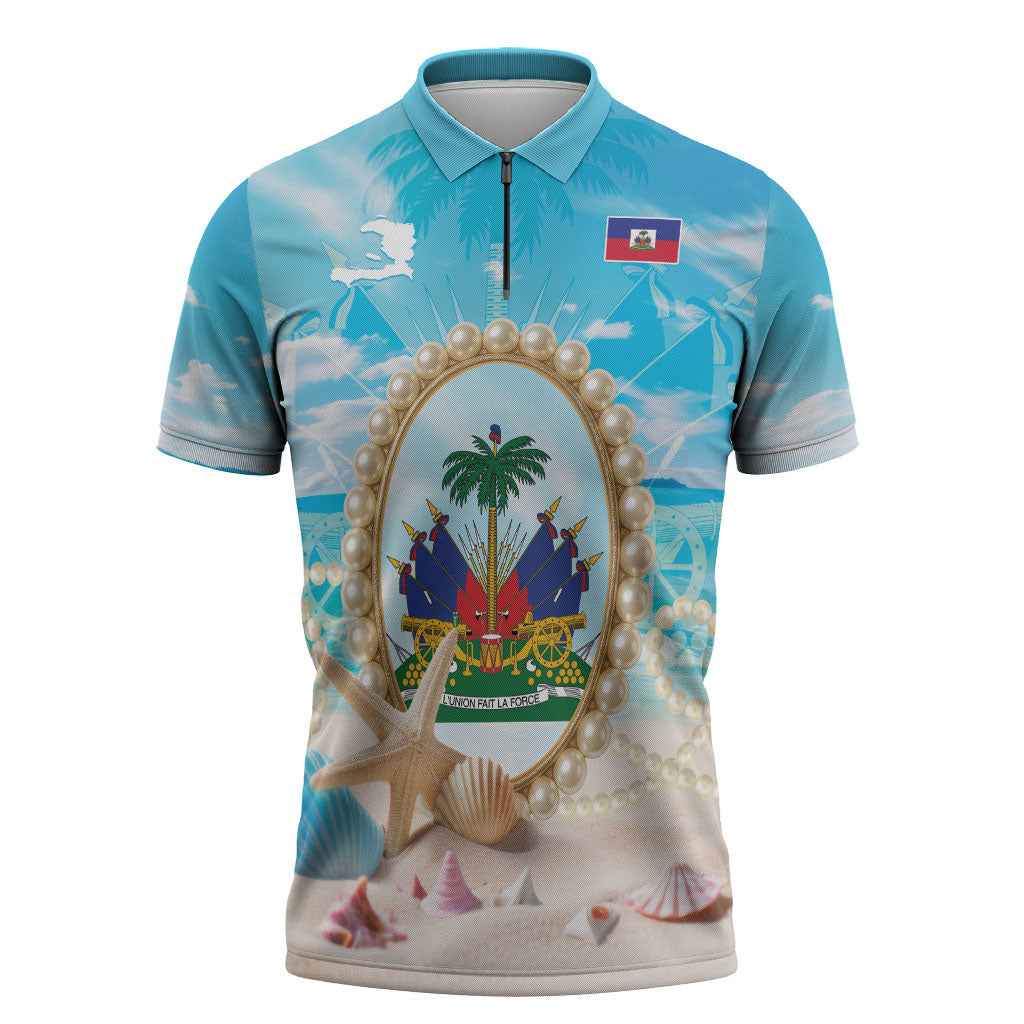 Personalized Haiti The Pearl Of Antilles Zipper Polo Shirt Summer Aesthetic Vibe