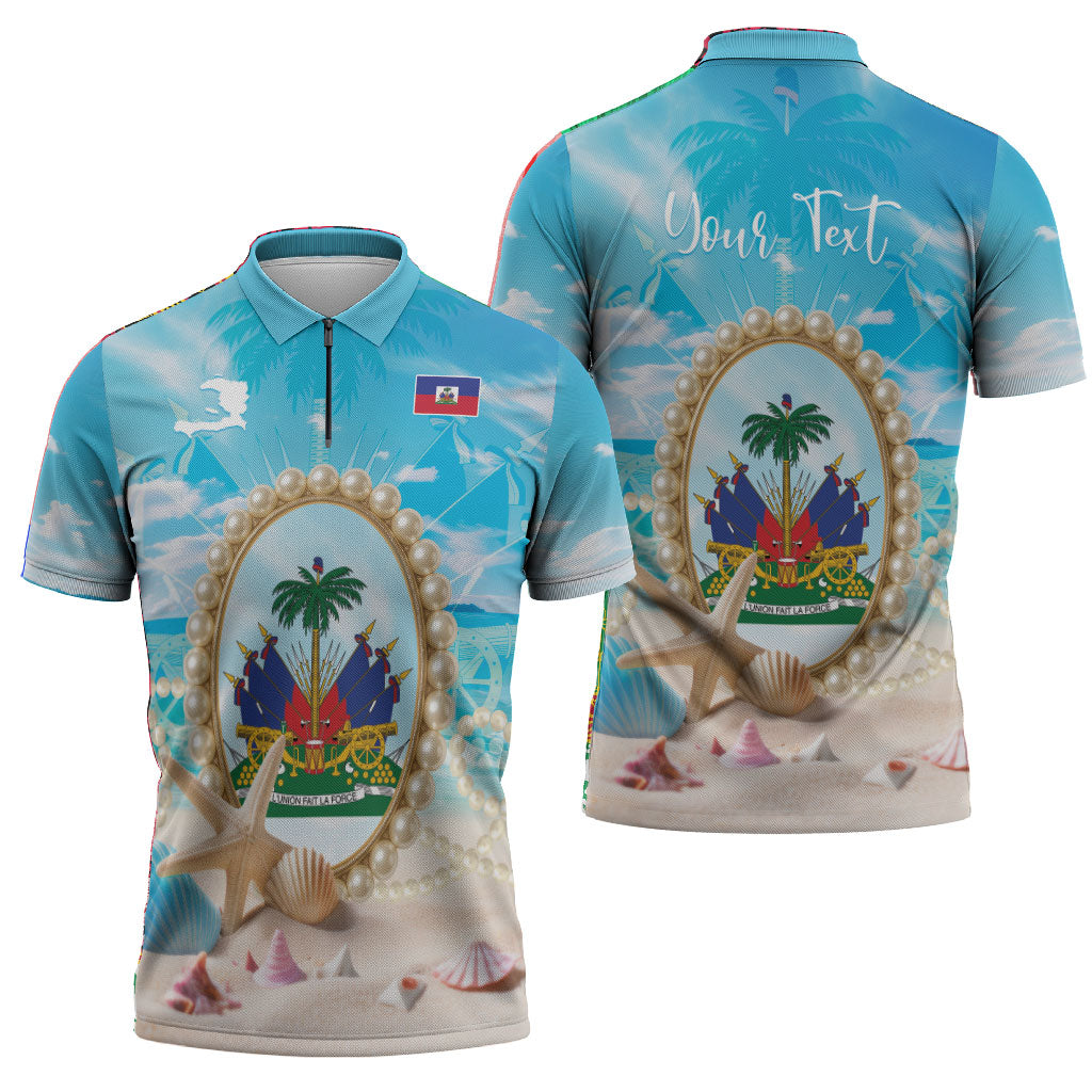 Personalized Haiti The Pearl Of Antilles Zipper Polo Shirt Summer Aesthetic Vibe