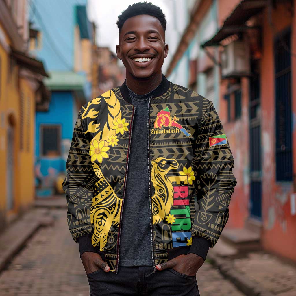 Enkutatash Eritrea New Year Bomber Jacket Eritrean Camel African Pattern