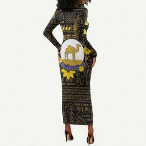 Enkutatash Eritrea New Year Long Sleeve Bodycon Dress Eritrean Camel African Pattern LT01