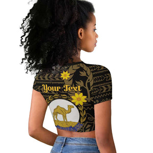 Enkutatash Eritrea New Year Raglan Cropped T shirt Eritrean Camel African Pattern