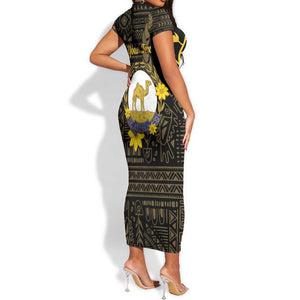 Enkutatash Eritrea New Year Short Sleeve Bodycon Dress Eritrean Camel African Pattern LT01