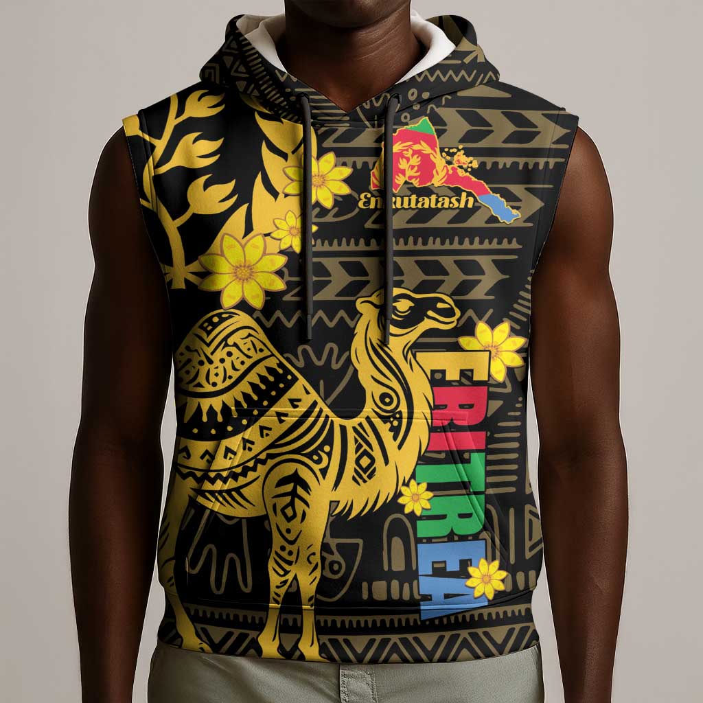 Enkutatash Eritrea New Year Sleeveless Hoodie Eritrean Camel African Pattern - African Pride