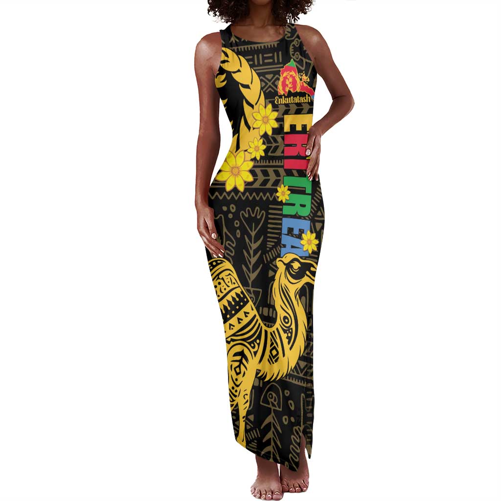 Enkutatash Eritrea New Year Tank Maxi Dress Eritrean Camel African Pattern
