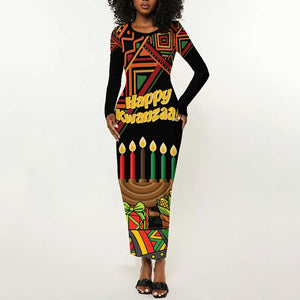 Personalized African Happy Kwanzaa Long Sleeve Bodycon Dress LT01