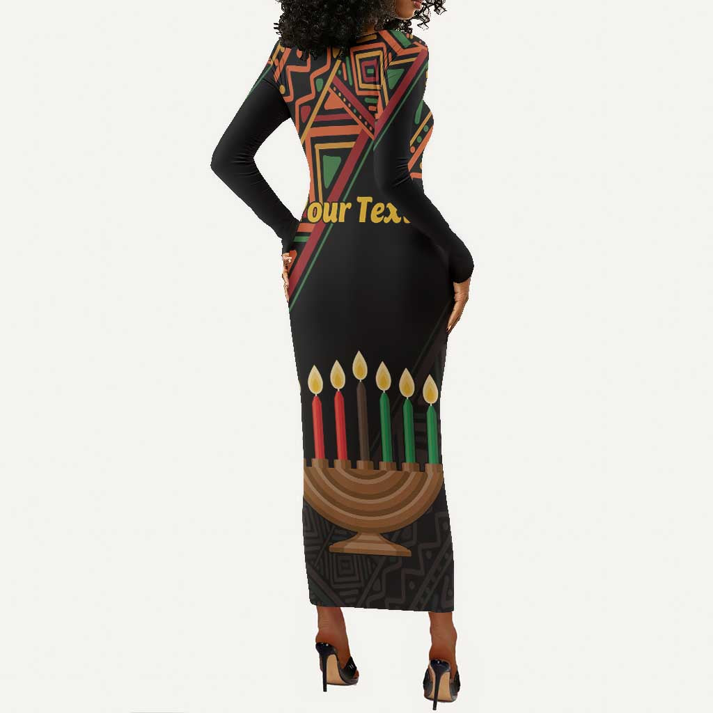 Personalized African Happy Kwanzaa Long Sleeve Bodycon Dress LT01
