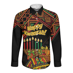 Personalized African Happy Kwanzaa Long Sleeve Button Shirt