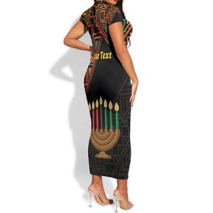 Personalized African Happy Kwanzaa Short Sleeve Bodycon Dress LT01