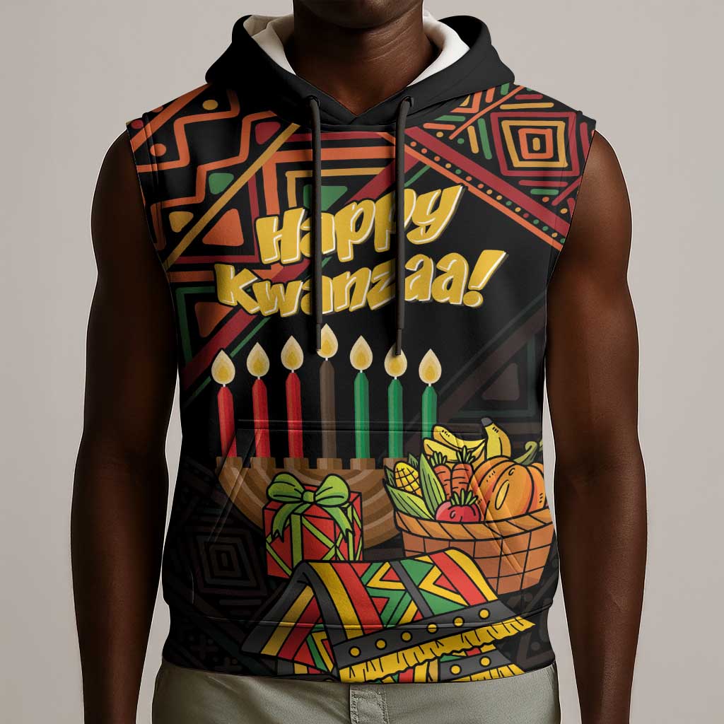 Personalized African Happy Kwanzaa Sleeveless Hoodie - African Pride