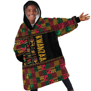 Kwanzaa African Pattern Kid Wearable Blanket Hoodie