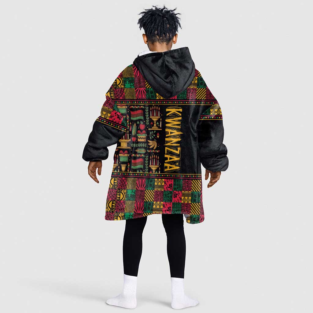 Kwanzaa African Pattern Kid Wearable Blanket Hoodie