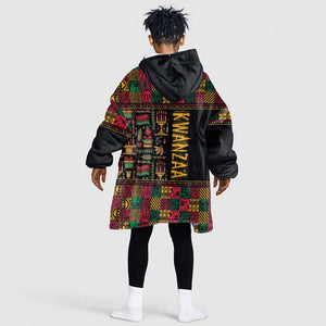 Kwanzaa African Pattern Kid Wearable Blanket Hoodie