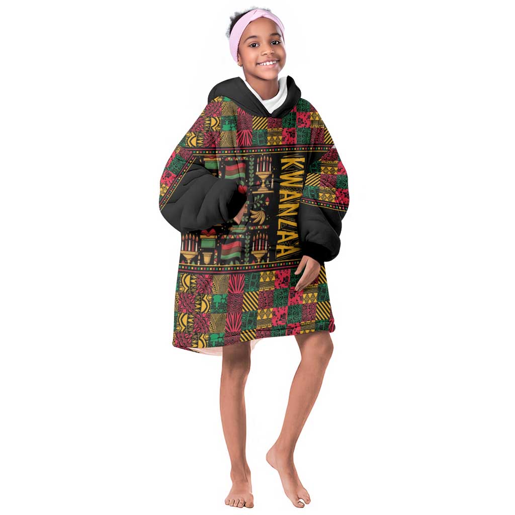 Kwanzaa African Pattern Kid Wearable Blanket Hoodie