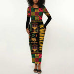Kwanzaa African Pattern Long Sleeve Bodycon Dress LT01