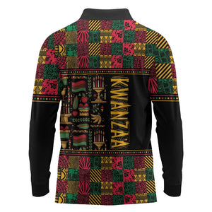 Kwanzaa African Pattern Long Sleeve Polo Shirt