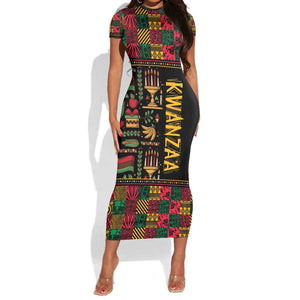 Kwanzaa African Pattern Short Sleeve Bodycon Dress LT01