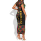 Kwanzaa African Pattern Short Sleeve Bodycon Dress LT01