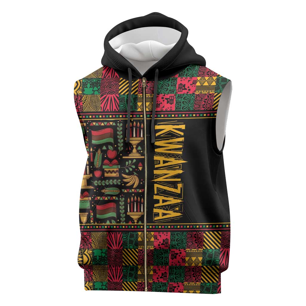 Kwanzaa African Pattern Sleeveless Zip Hoodie - African Pride
