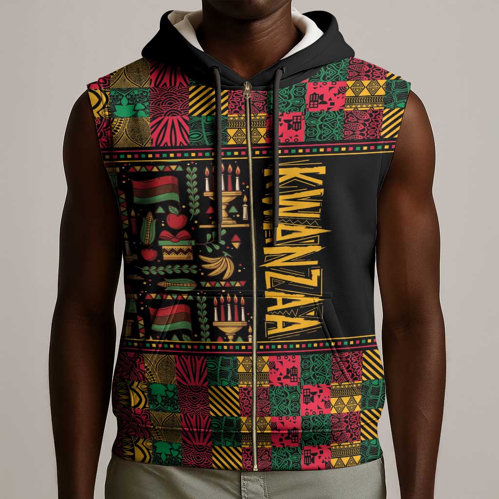 Kwanzaa African Pattern Sleeveless Zip Hoodie - African Pride