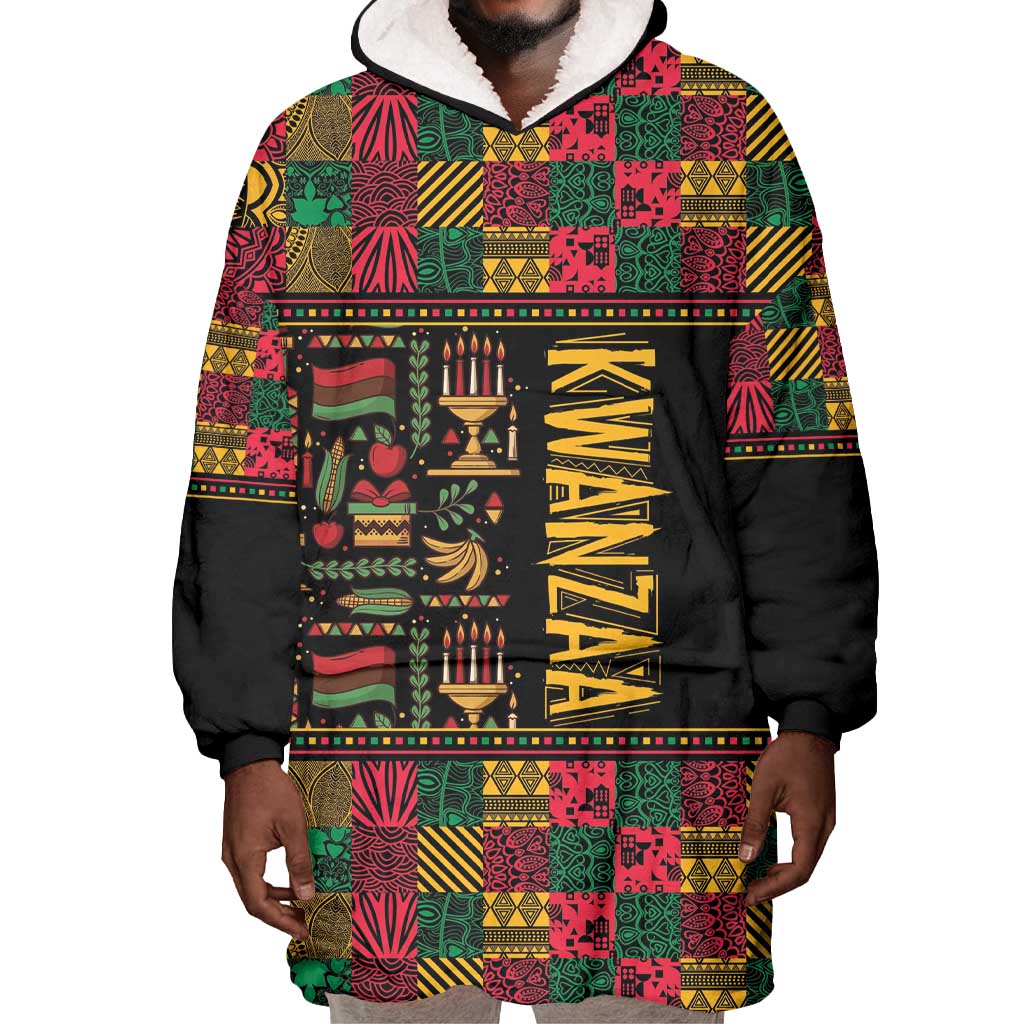 Kwanzaa African Pattern Wearable Blanket Hoodie