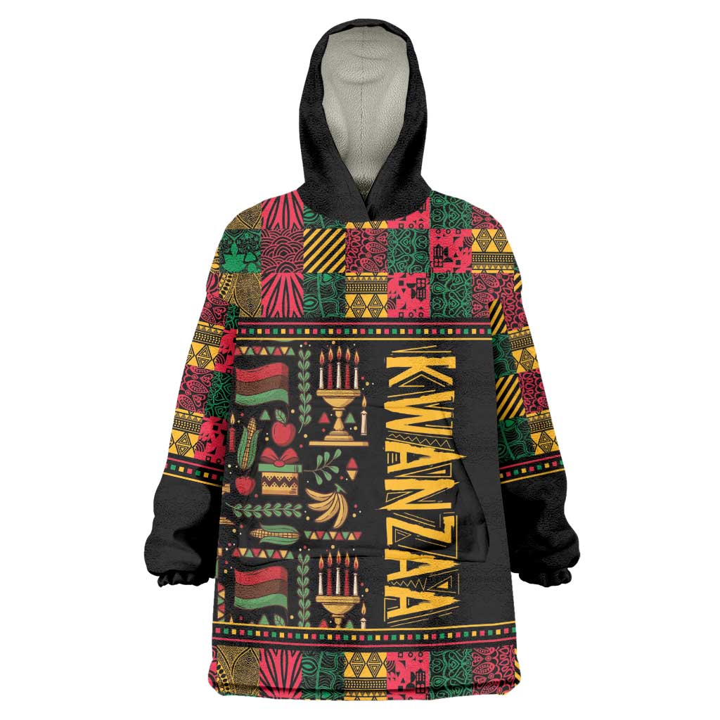 Kwanzaa African Pattern Wearable Blanket Hoodie