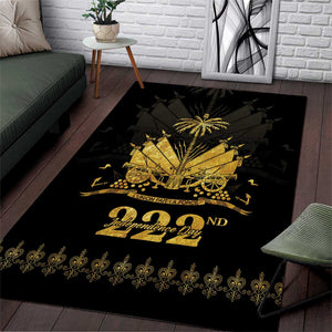 Ayiti 222nd Independence Day Anniversary Area Rug Haiti Gold VeVe Pattern - African Pride