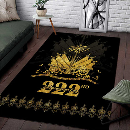 Ayiti 222nd Independence Day Anniversary Area Rug Haiti Gold VeVe Pattern - African Pride