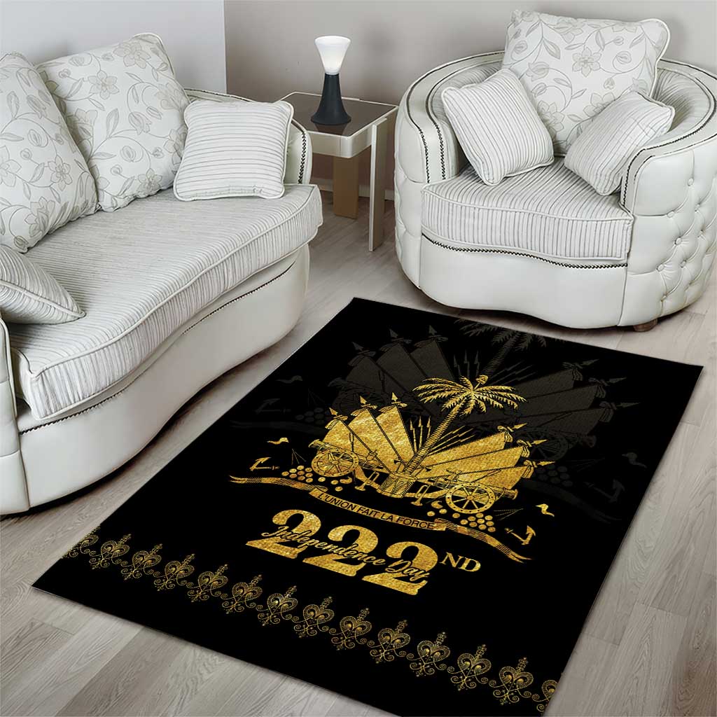 Ayiti 222nd Independence Day Anniversary Area Rug Haiti Gold VeVe Pattern - African Pride