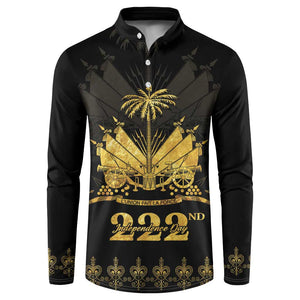 Ayiti 222nd Independence Day Anniversary Button Sweatshirt Haiti Gold VeVe Pattern