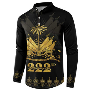 Ayiti 222nd Independence Day Anniversary Button Sweatshirt Haiti Gold VeVe Pattern