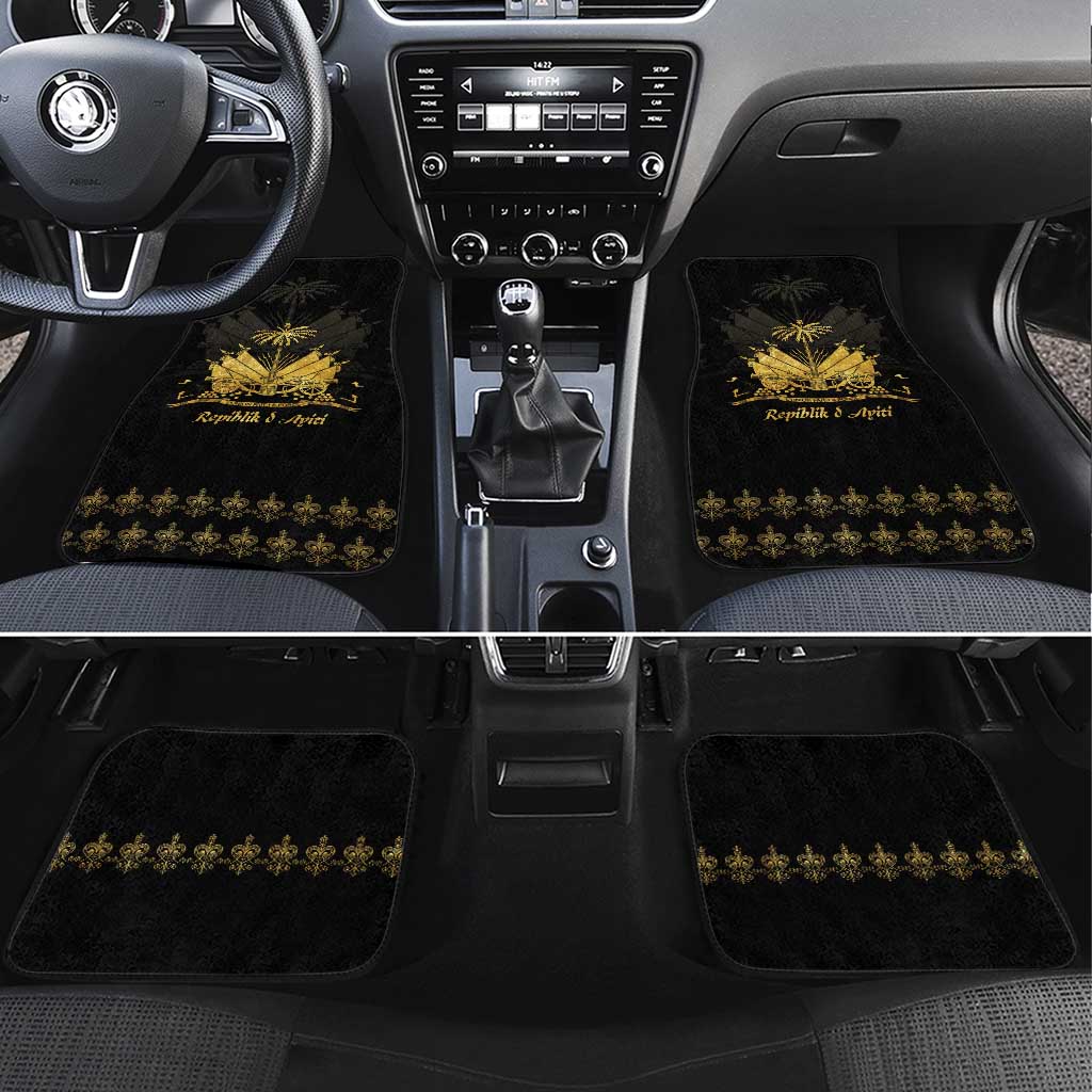 Ayiti 222nd Independence Day Anniversary Car Mats Haiti Gold VeVe Pattern - African Pride