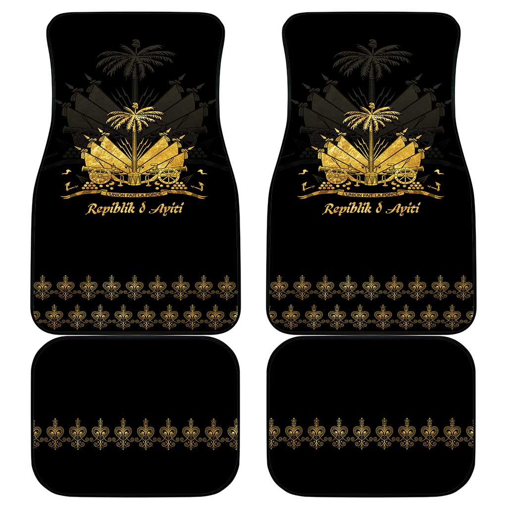 Ayiti 222nd Independence Day Anniversary Car Mats Haiti Gold VeVe Pattern - African Pride