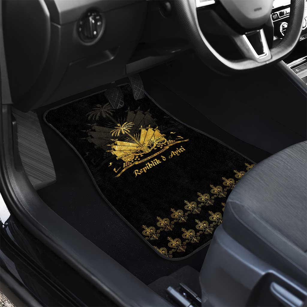 Ayiti 222nd Independence Day Anniversary Car Mats Haiti Gold VeVe Pattern - African Pride