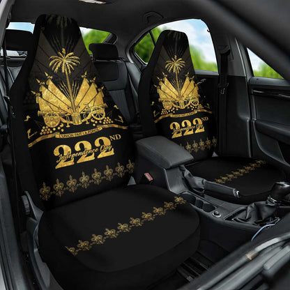 Ayiti 222nd Independence Day Anniversary Car Seat Cover Haiti Gold VeVe Pattern - African Pride