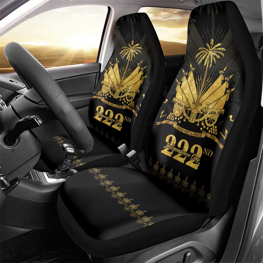 Ayiti 222nd Independence Day Anniversary Car Seat Cover Haiti Gold VeVe Pattern - African Pride