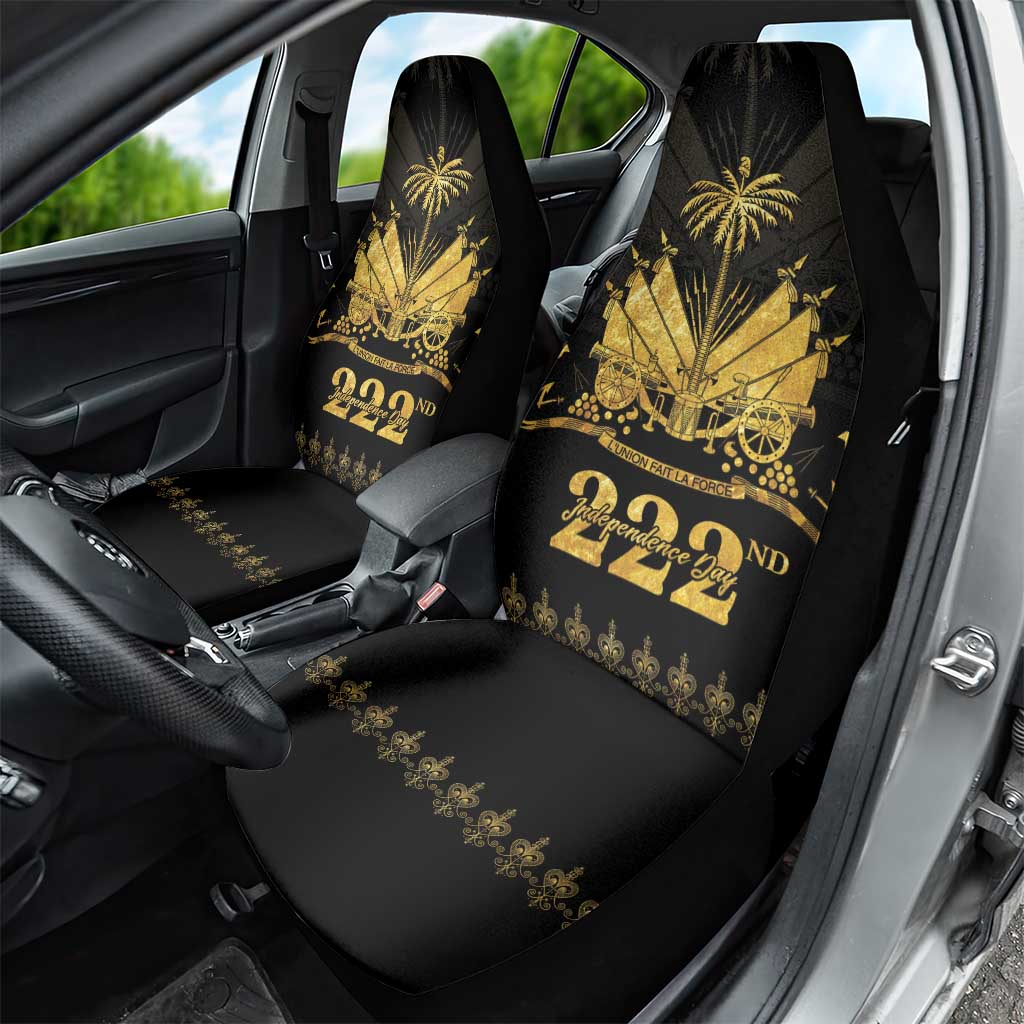 Ayiti 222nd Independence Day Anniversary Car Seat Cover Haiti Gold VeVe Pattern - African Pride