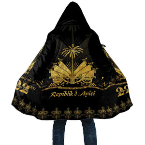 Ayiti 222nd Independence Day Anniversary Cloak Haiti Gold VeVe Pattern - African Pride
