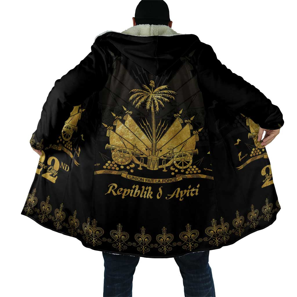 Ayiti 222nd Independence Day Anniversary Cloak Haiti Gold VeVe Pattern - African Pride