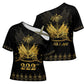 Ayiti 222nd Independence Day Anniversary Cross Shoulder Shirt Haiti Gold VeVe Pattern - African Pride