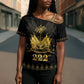 Ayiti 222nd Independence Day Anniversary Cross Shoulder Shirt Haiti Gold VeVe Pattern - African Pride