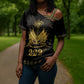 Ayiti 222nd Independence Day Anniversary Cross Shoulder Shirt Haiti Gold VeVe Pattern - African Pride