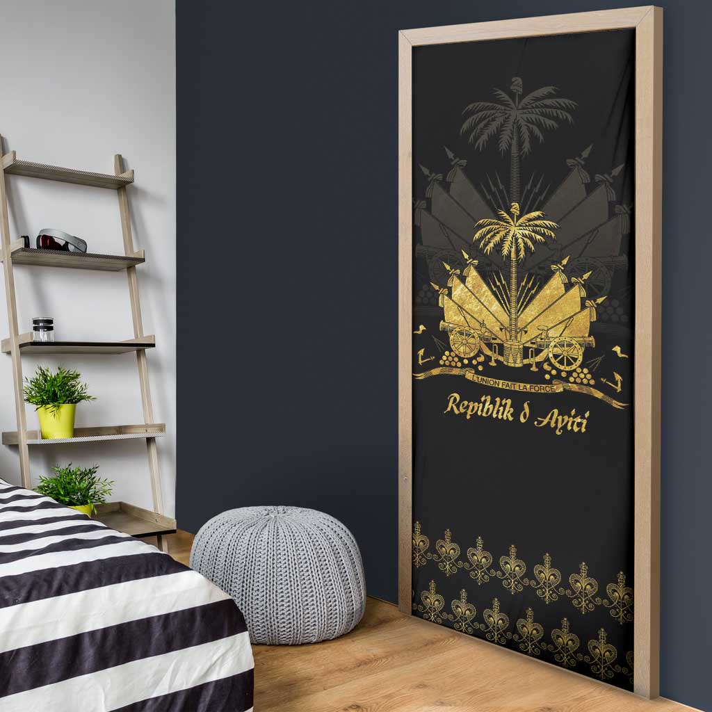 Ayiti 222nd Independence Day Anniversary Door Cover Haiti Gold VeVe Pattern - African Pride