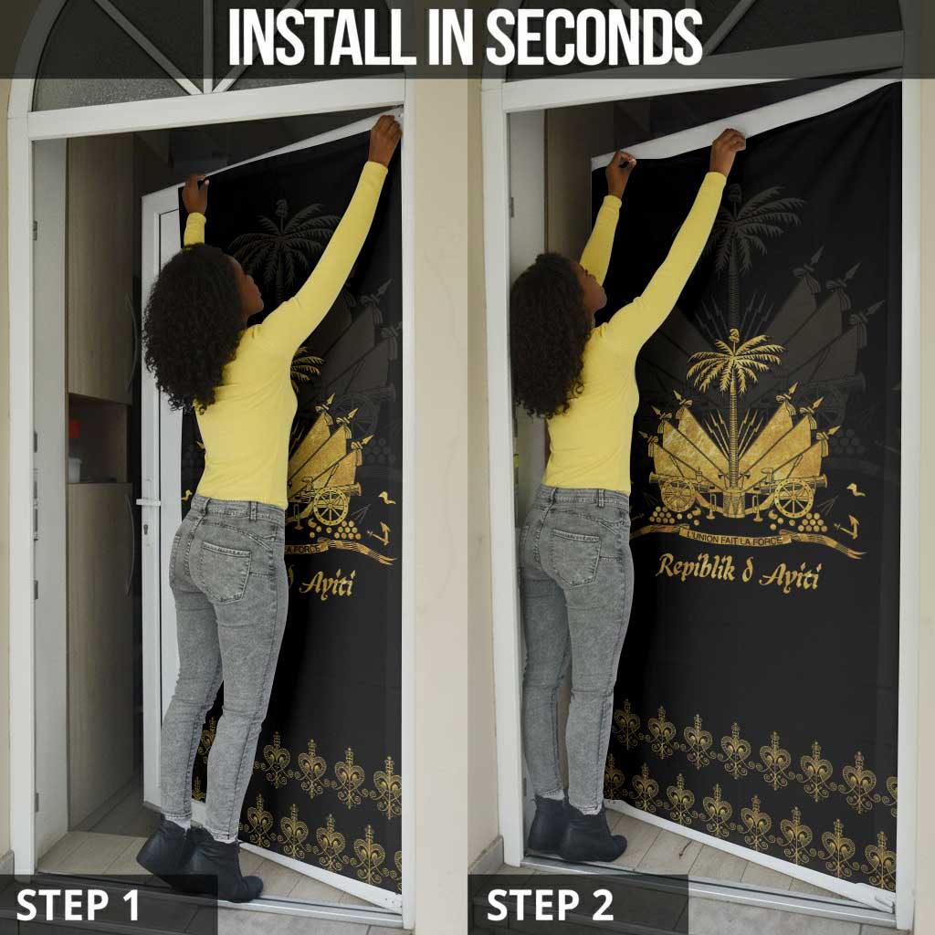 Ayiti 222nd Independence Day Anniversary Door Cover Haiti Gold VeVe Pattern - African Pride